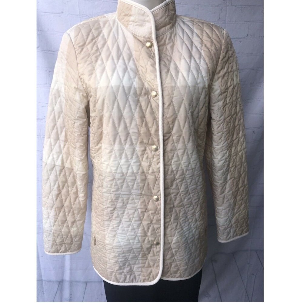 Goldix Beige Lightweight Lined Quilted Jacket Size UK 10 US S